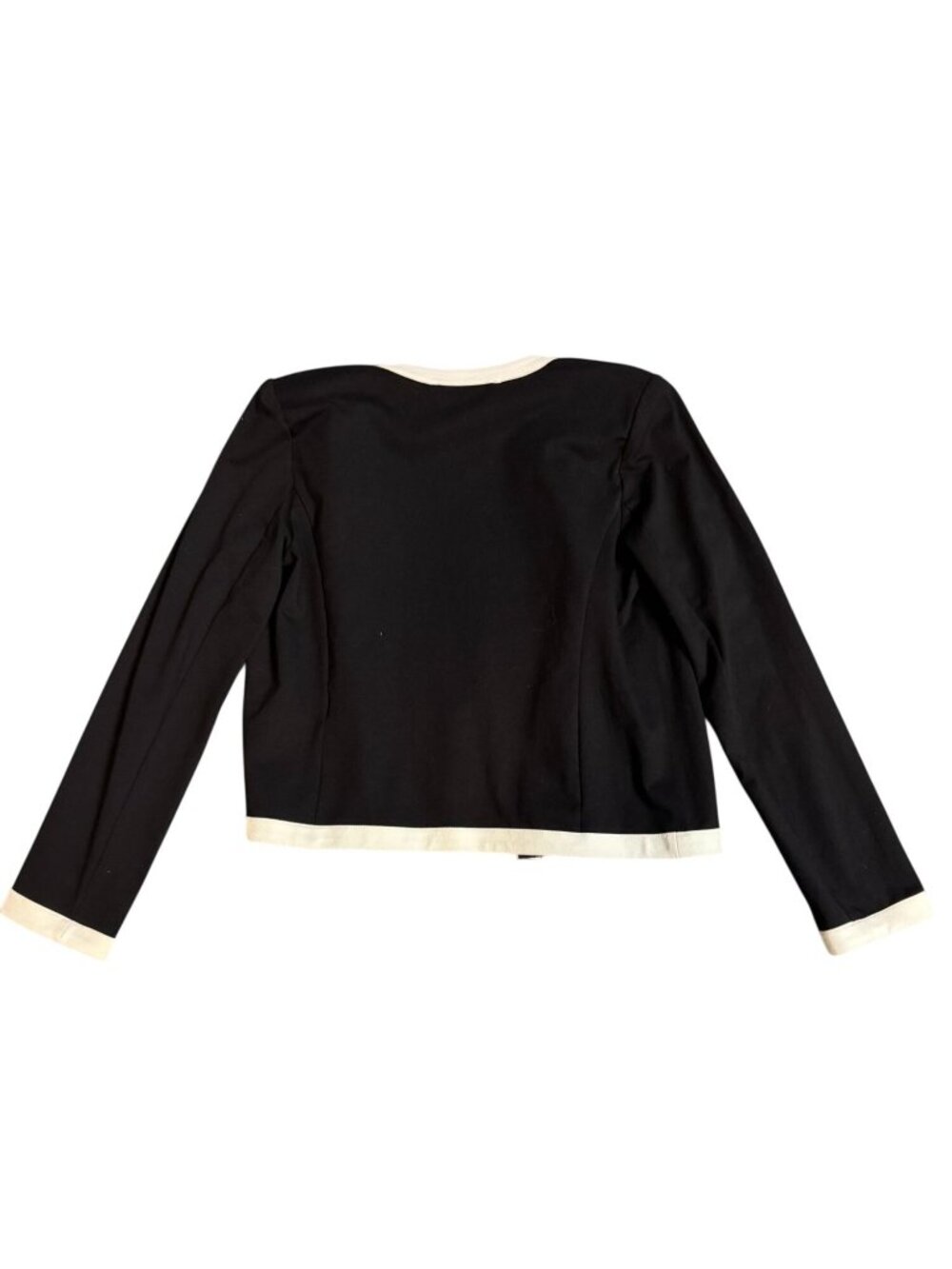 Tommy Hilfiger Black & White Cropped Blazer Jacket Open Front Size Small - Picture 2 of 8